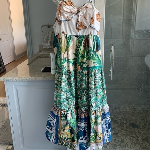 FARM RIO Mixed Prints Bow Sleeveless Midi Dress - Picture 8 of 15